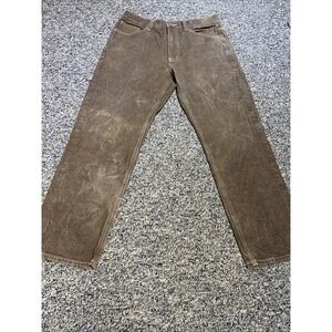 VTG Y2K PJ Mark Jean Men 34x32 Brown Medium Wash Straight Leg Fade Rivets Grunge